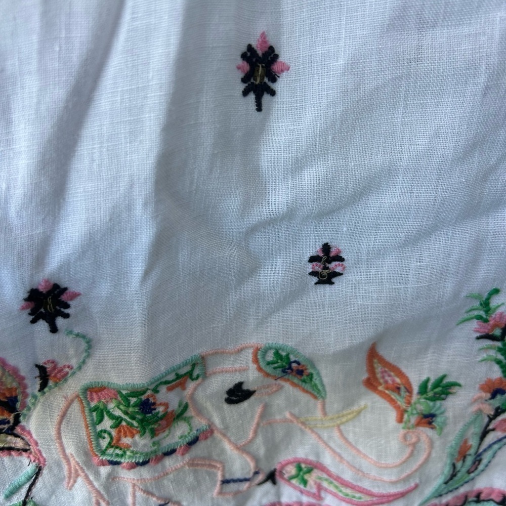 Calypso St Barth Linen Mini Dress Embroidered Swim Coverup Resortwear Sz M - Picture 3 of 10